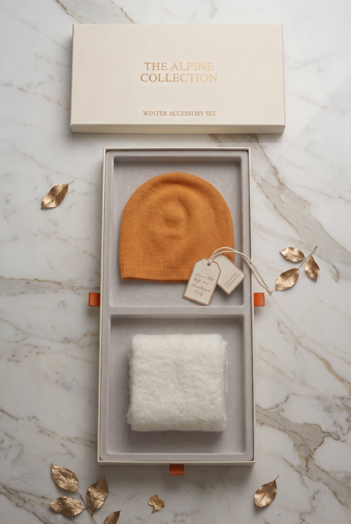 Brushed cashmere beanie and scarf giftset
