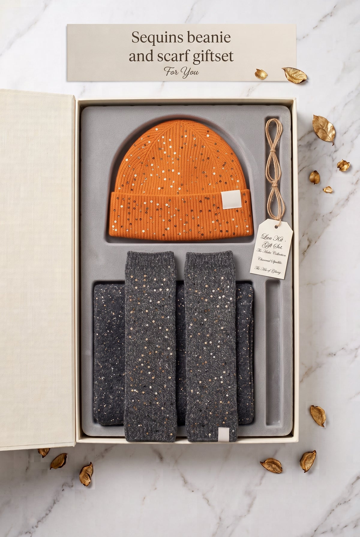 Sequins beanie and scarf giftset
